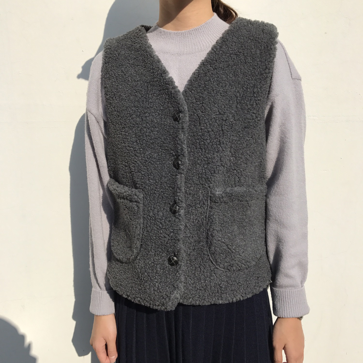 Winter knit pleated long skirt 4color wrinkles