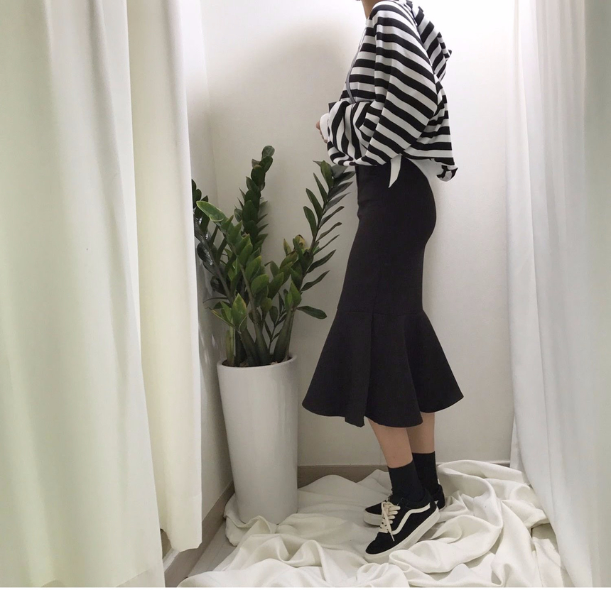 High-waisted Mermaid Skirt Autumn Long Tiered Long