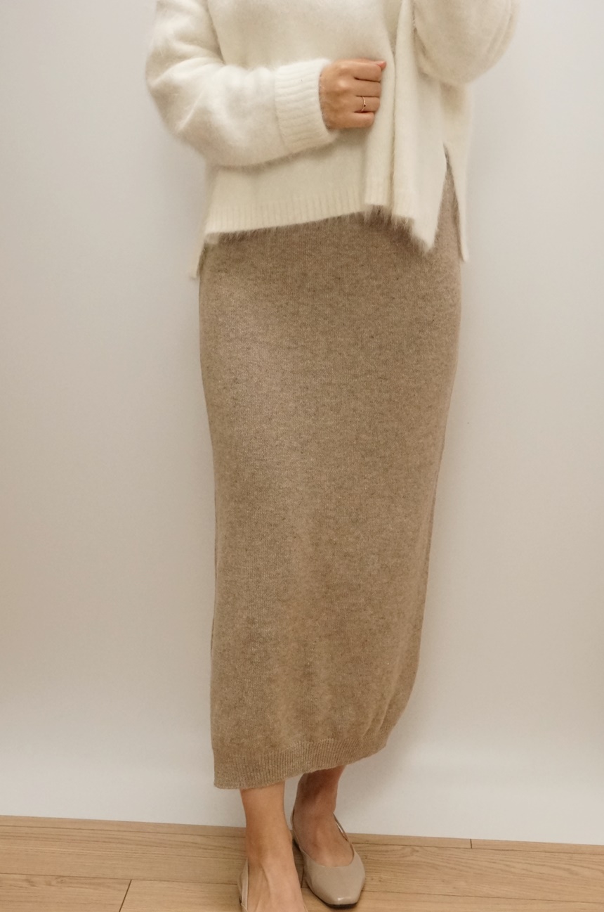 Knitted skirt Beige Brown Gray Black Briefing Band