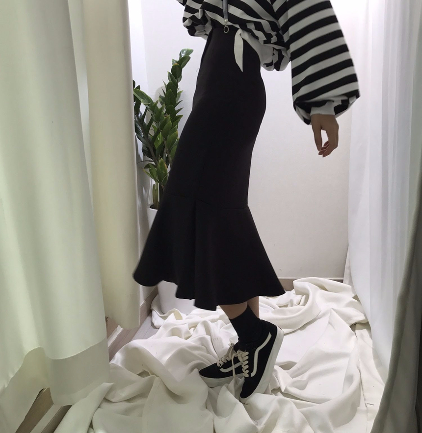 High-waisted Mermaid Skirt Autumn Long Tiered Long