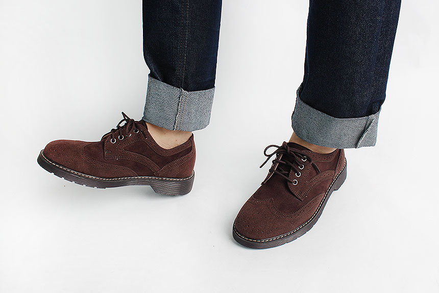 Man Suede Casual Wingtip Shoe Suit Male 30s