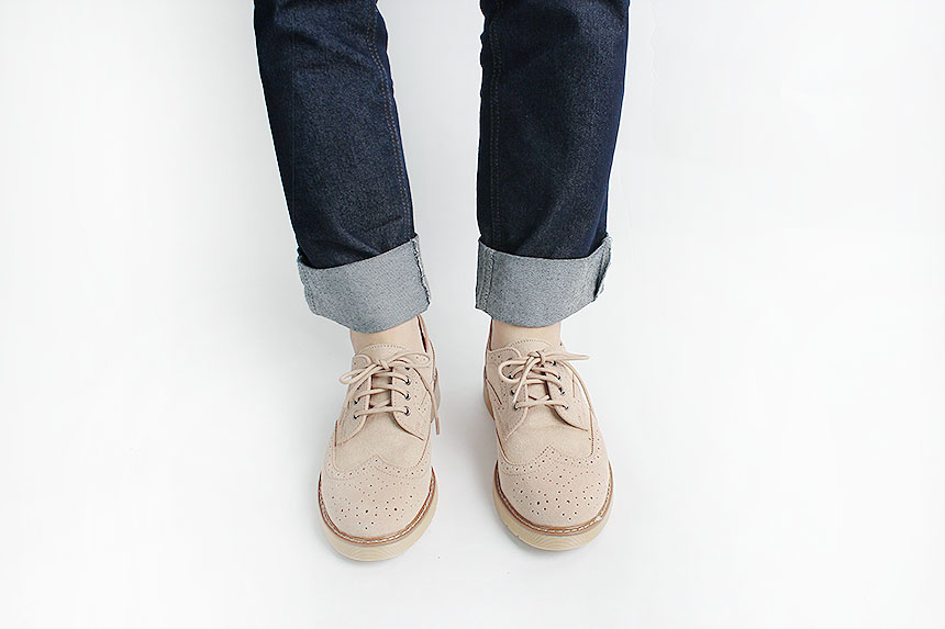 Man Suede Casual Wingtip Shoe Suit Male 30s