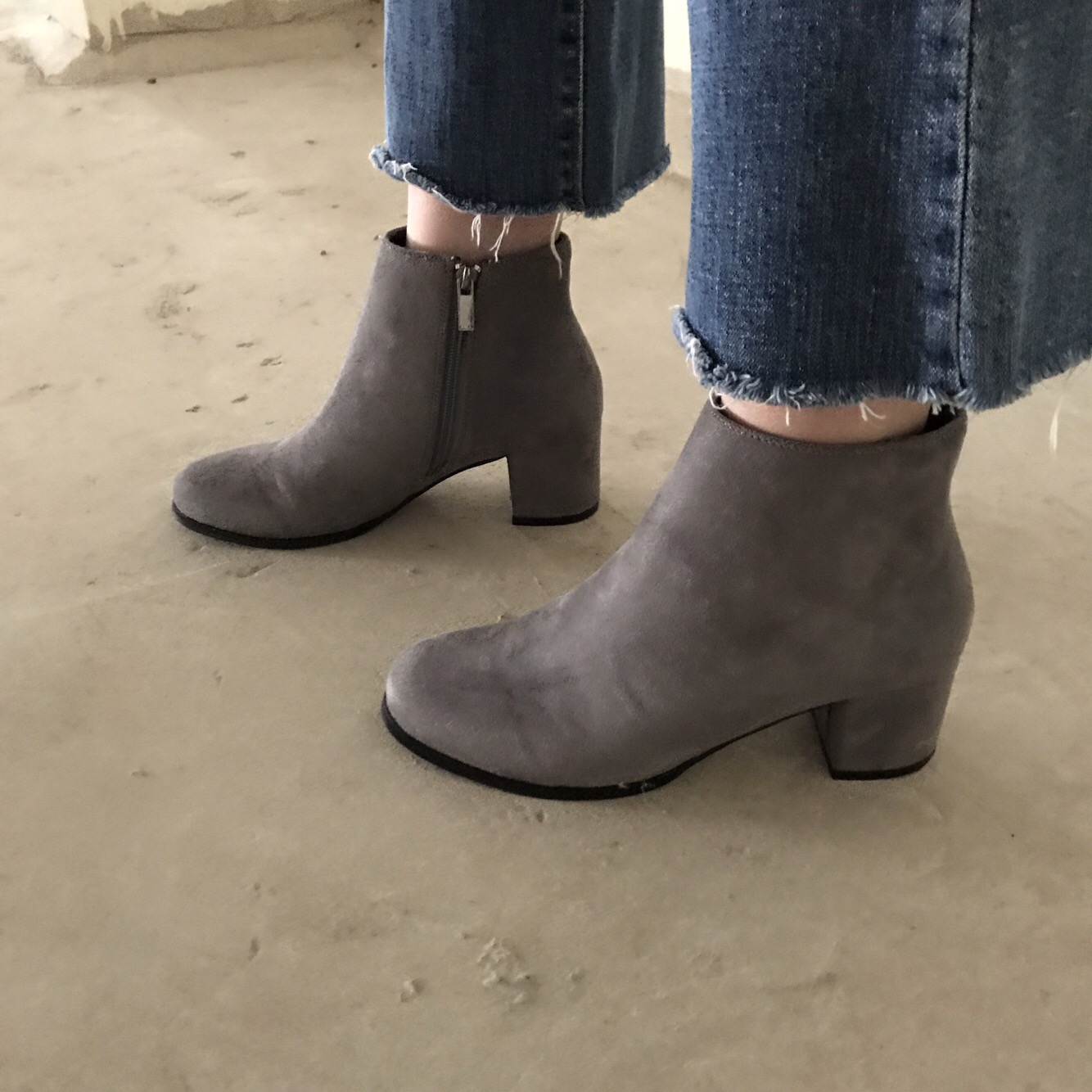 Suede Ankle Boots Angle Midsole Heel 5cm Black, Gr