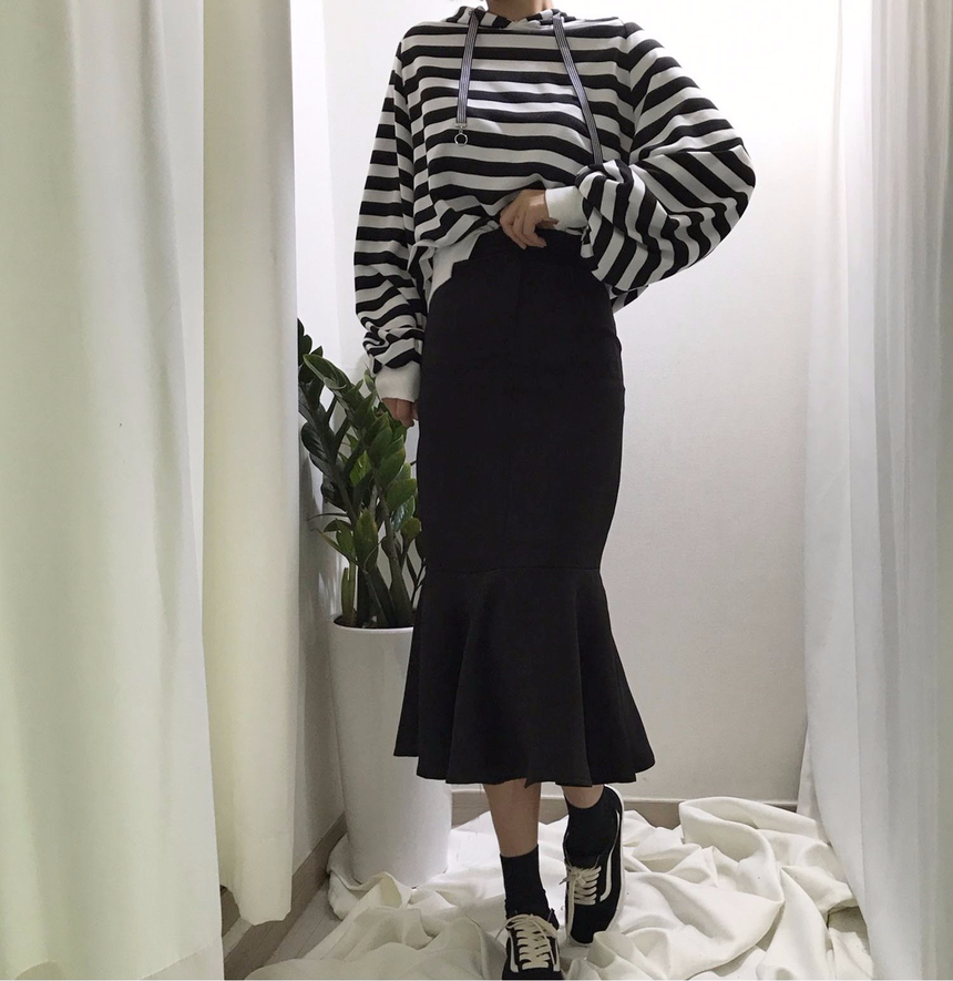 High-waisted Mermaid Skirt Autumn Long Tiered Long