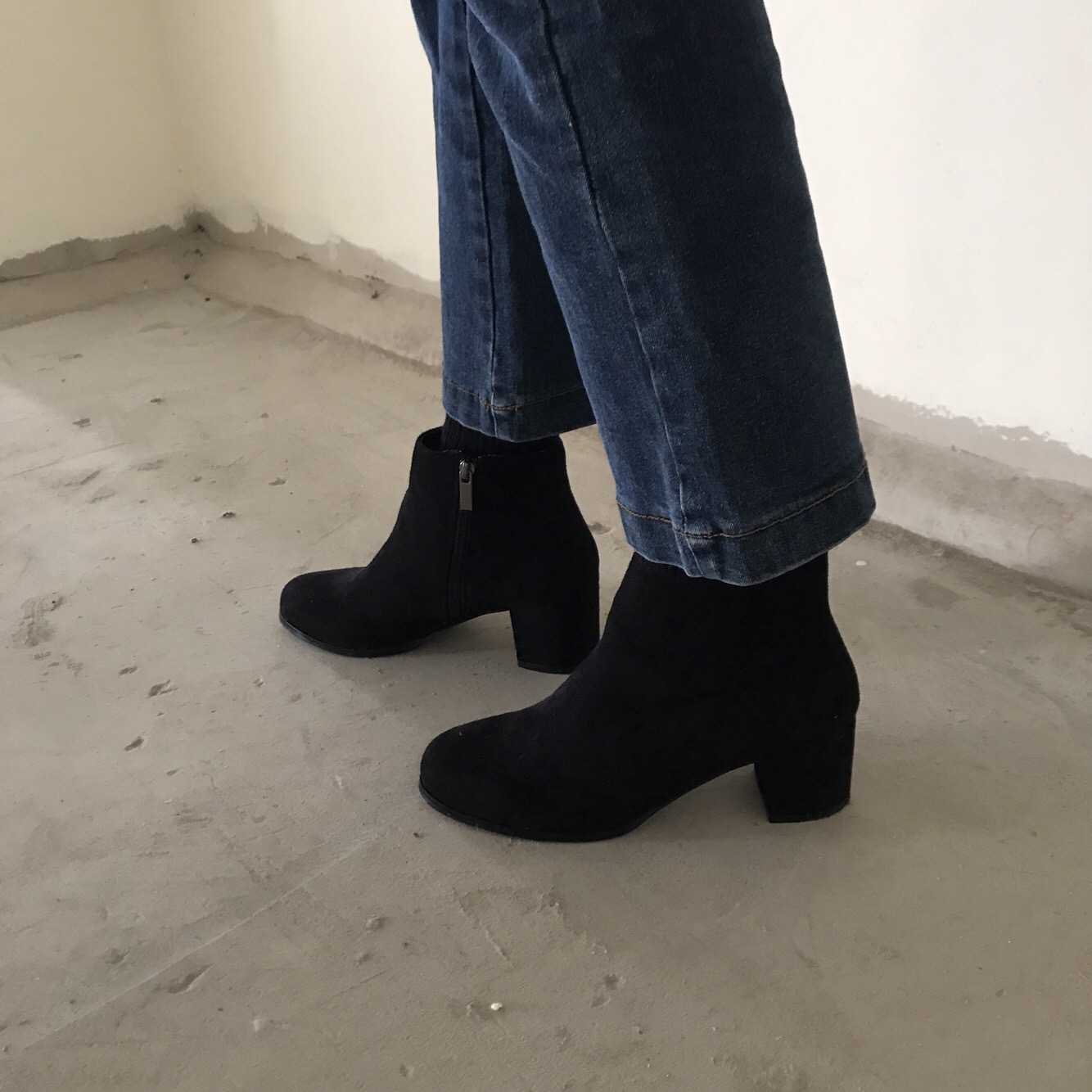 Suede Ankle Boots Angle Midsole Heel 5cm Black, Gr