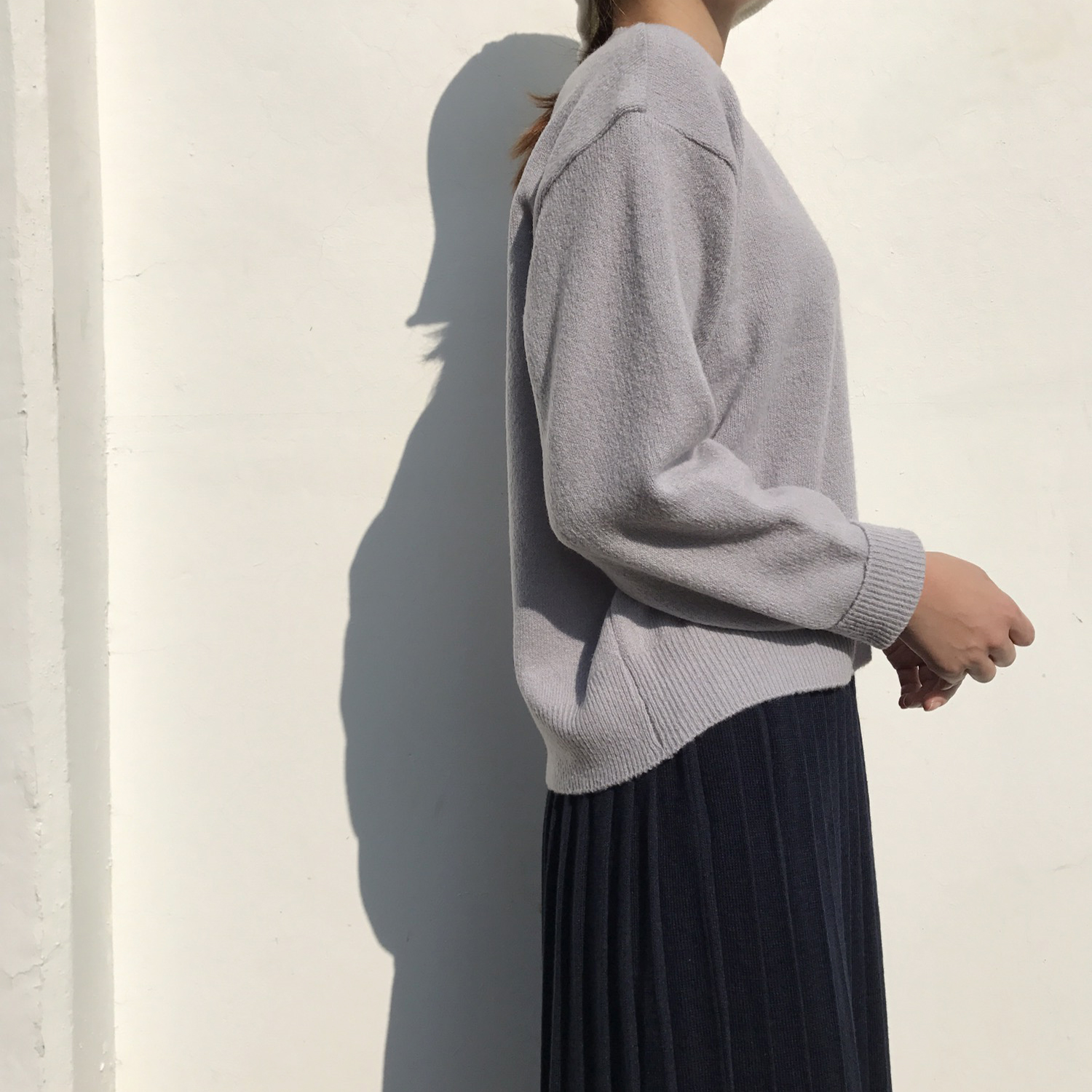 Winter knit pleated long skirt 4color wrinkles