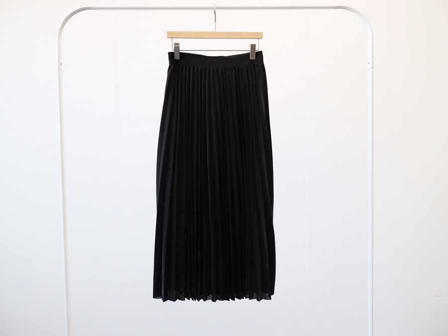 Gold Silver Metal Pearl Pleated Banding Long Skirt