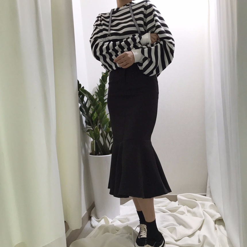 High-waisted Mermaid Skirt Autumn Long Tiered Long