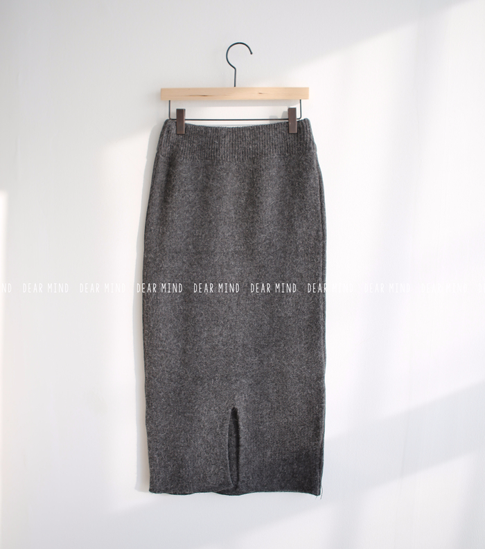 Knit winter long skirt skirt back slit