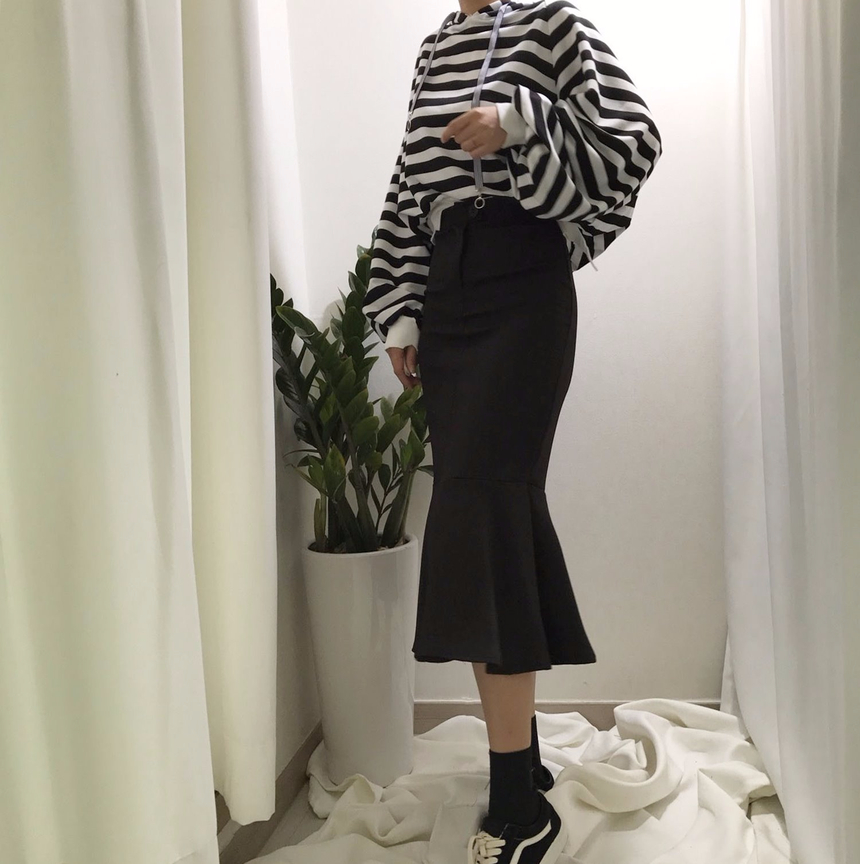 High-waisted Mermaid Skirt Autumn Long Tiered Long