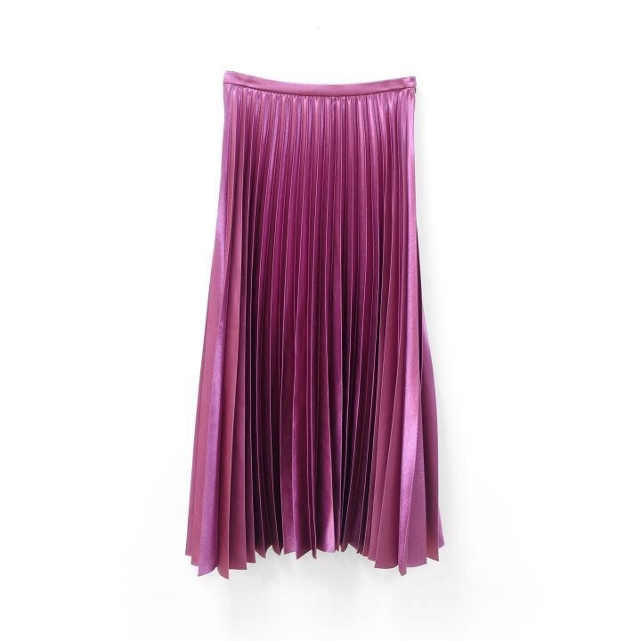 Metallic Pleated Long Skirt Date Coordination