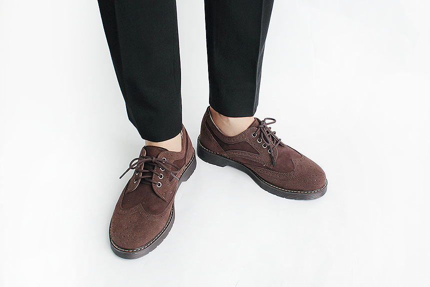 Man Suede Casual Wingtip Shoe Suit Male 30s