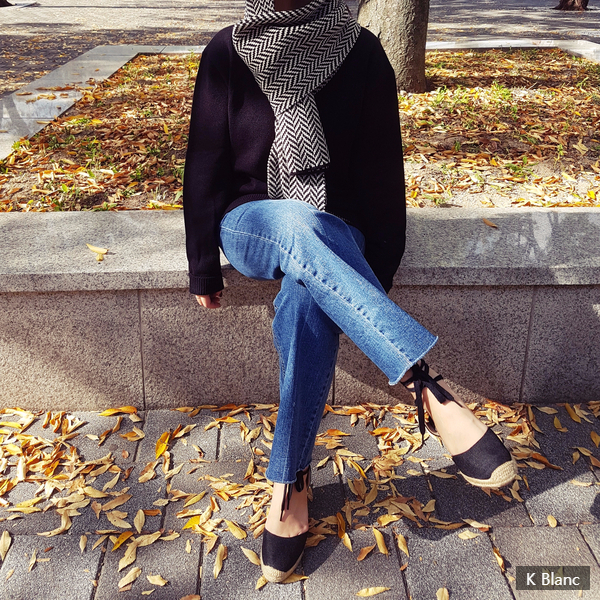 Herringbone muffler Large size Unisex French fashi