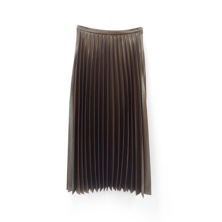 Metallic Pleated Long Skirt Date Coordination