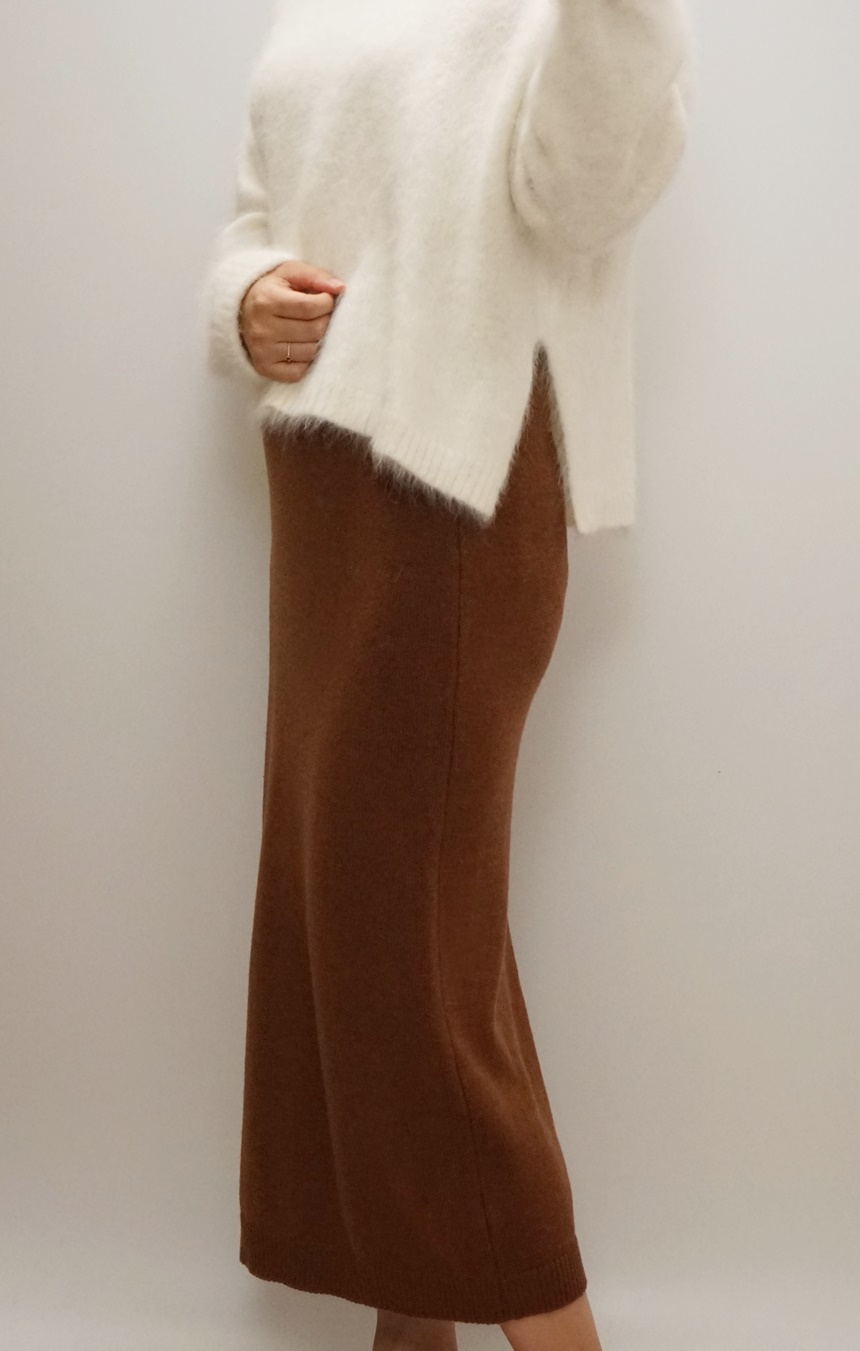 Knitted skirt Beige Brown Gray Black Briefing Band