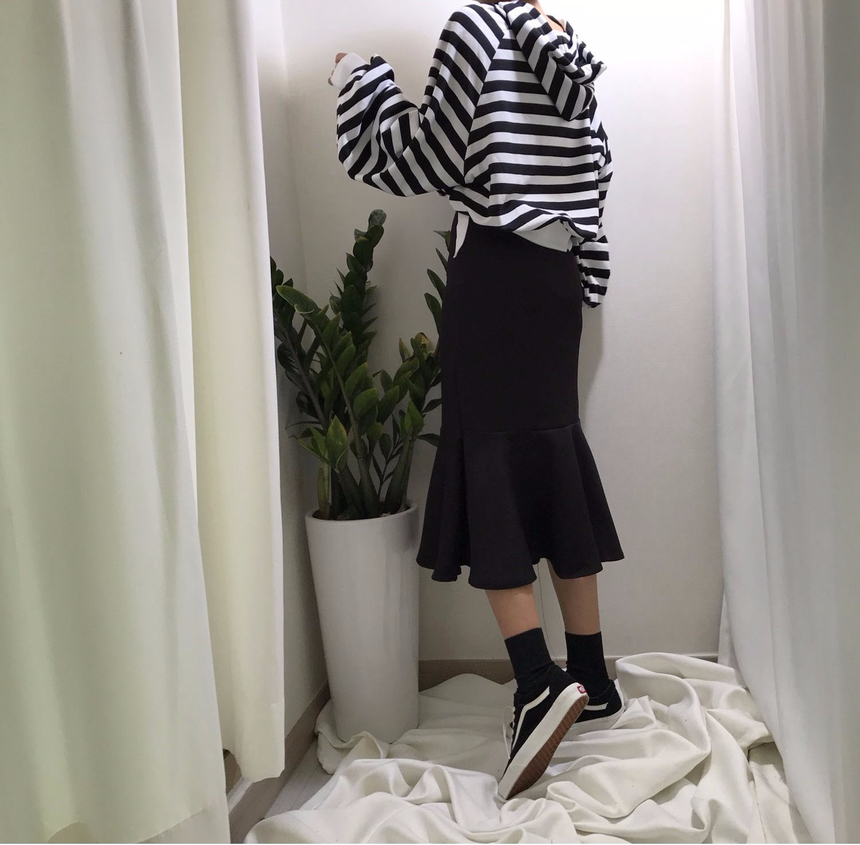 High-waisted Mermaid Skirt Autumn Long Tiered Long