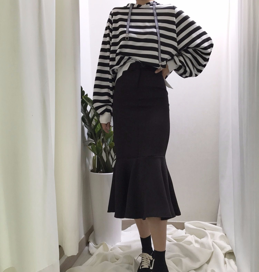 High-waisted Mermaid Skirt Autumn Long Tiered Long