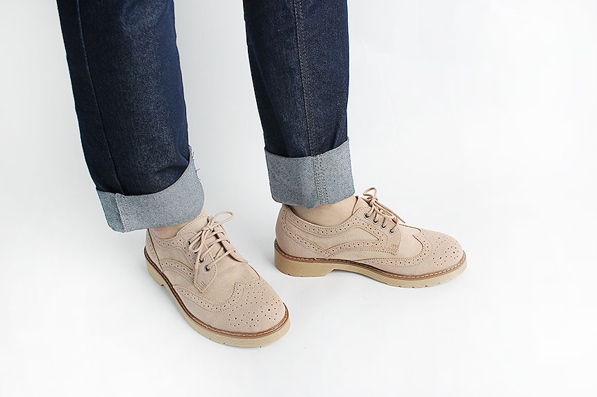 Man Suede Casual Wingtip Shoe Suit Male 30s