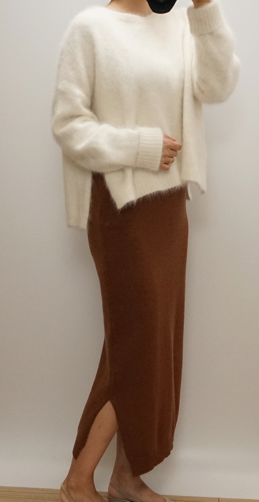 Knitted skirt Beige Brown Gray Black Briefing Band