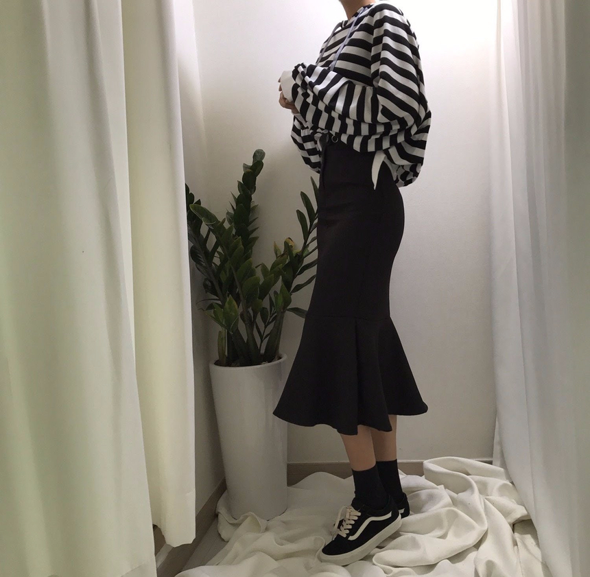 High-waisted Mermaid Skirt Autumn Long Tiered Long