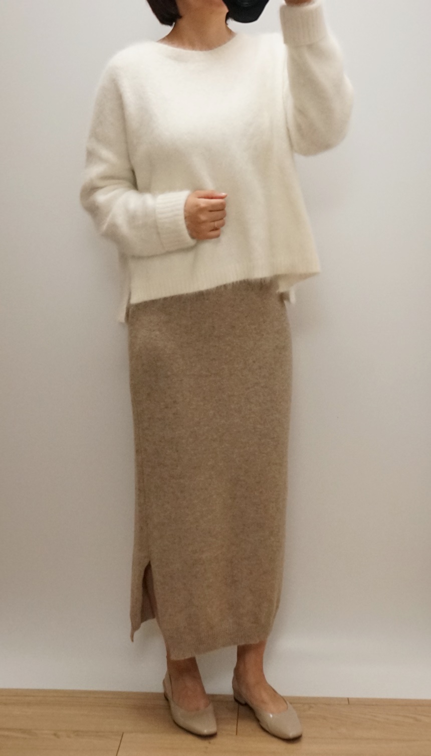 Knitted skirt Beige Brown Gray Black Briefing Band