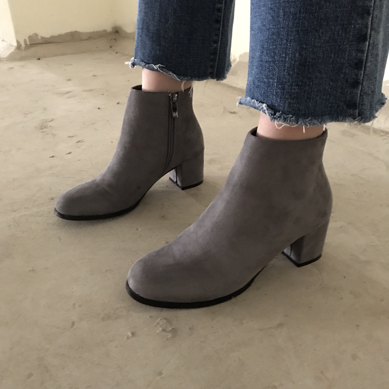 Suede Ankle Boots Angle Midsole Heel 5cm Black, Gr