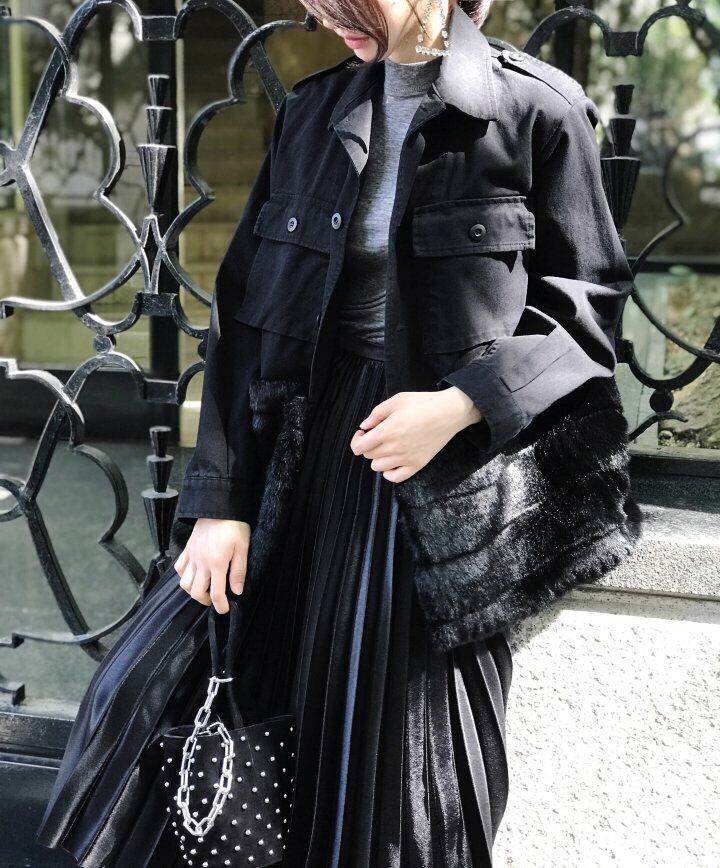 Metallic Pleated Long Skirt Date Coordination