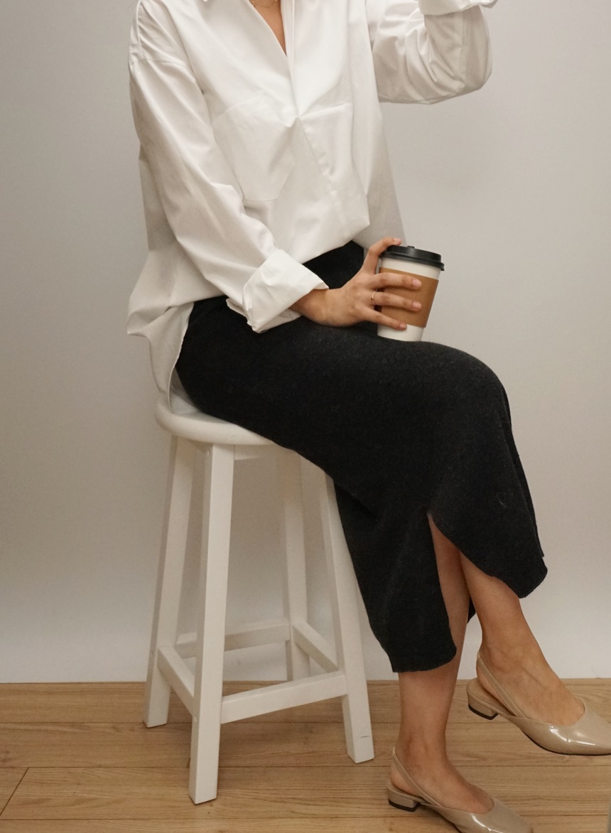 Knitted skirt Beige Brown Gray Black Briefing Band