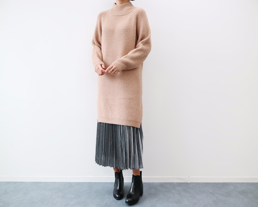 Gold Silver Metal Pearl Pleated Banding Long Skirt