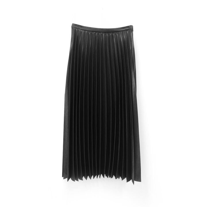 Metallic Pleated Long Skirt Date Coordination