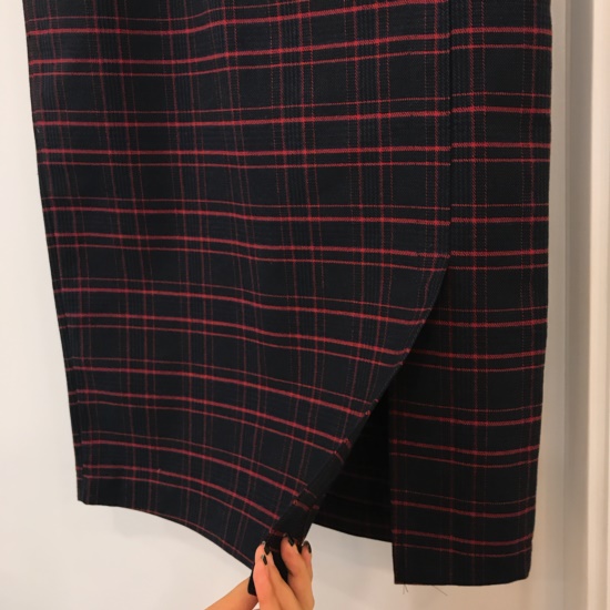 H line high waist check long skirt autumn skirt tr