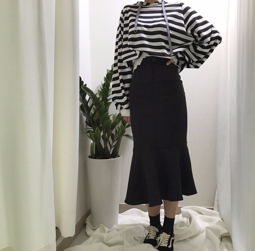 High-waisted Mermaid Skirt Autumn Long Tiered Long