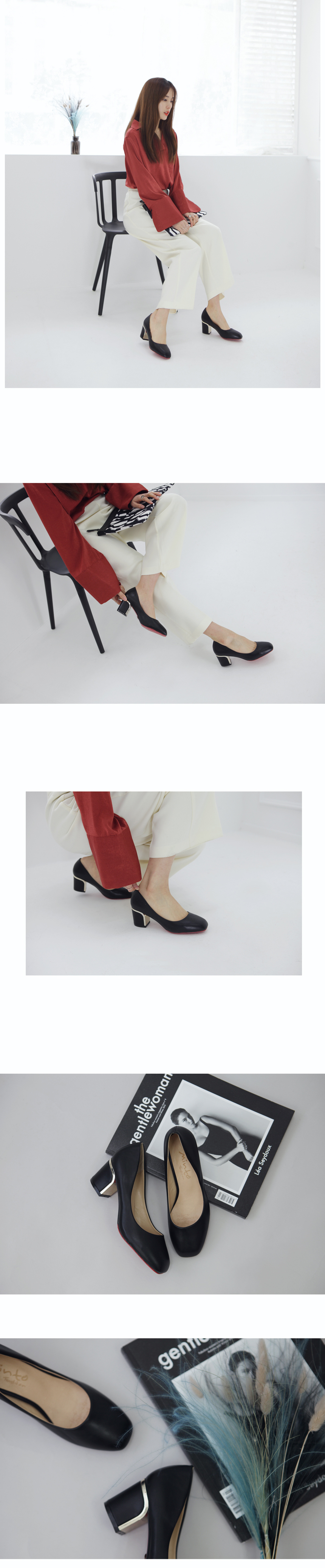 Square Midhill Hill Tongue Pumps 6cm Heeled Women&