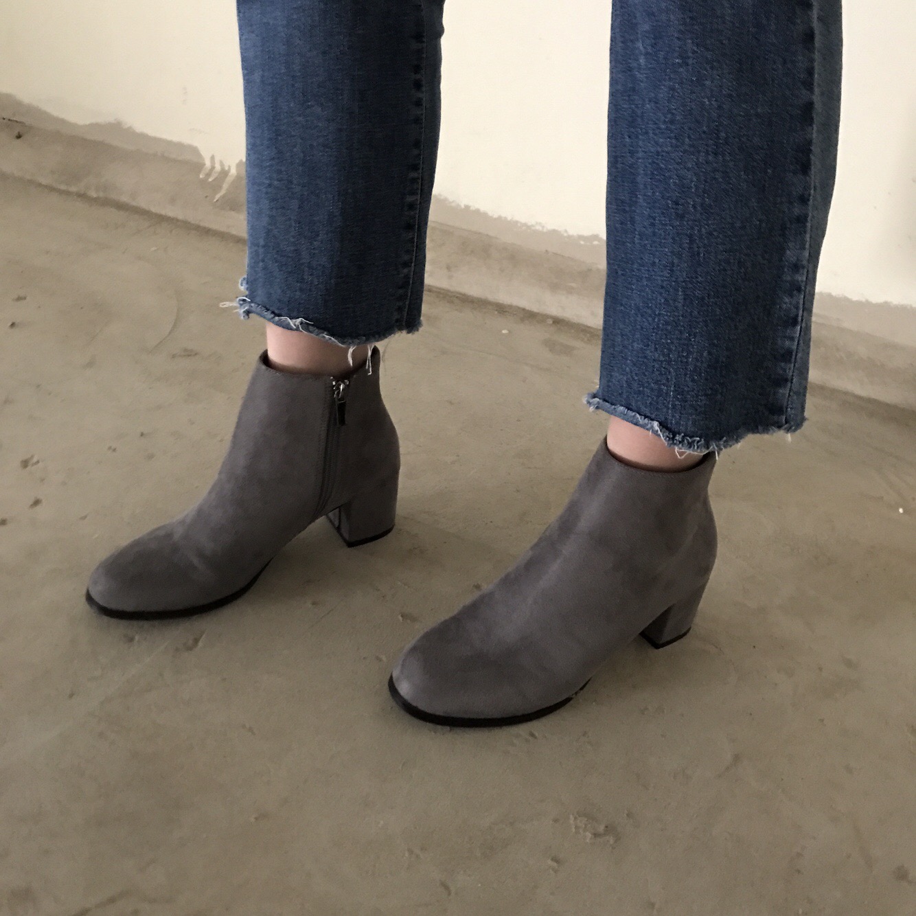 Suede Ankle Boots Angle Midsole Heel 5cm Black, Gr