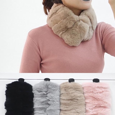 2017FW Rabbit Fur Magnet Shawl Rex Fur Muffler Fur