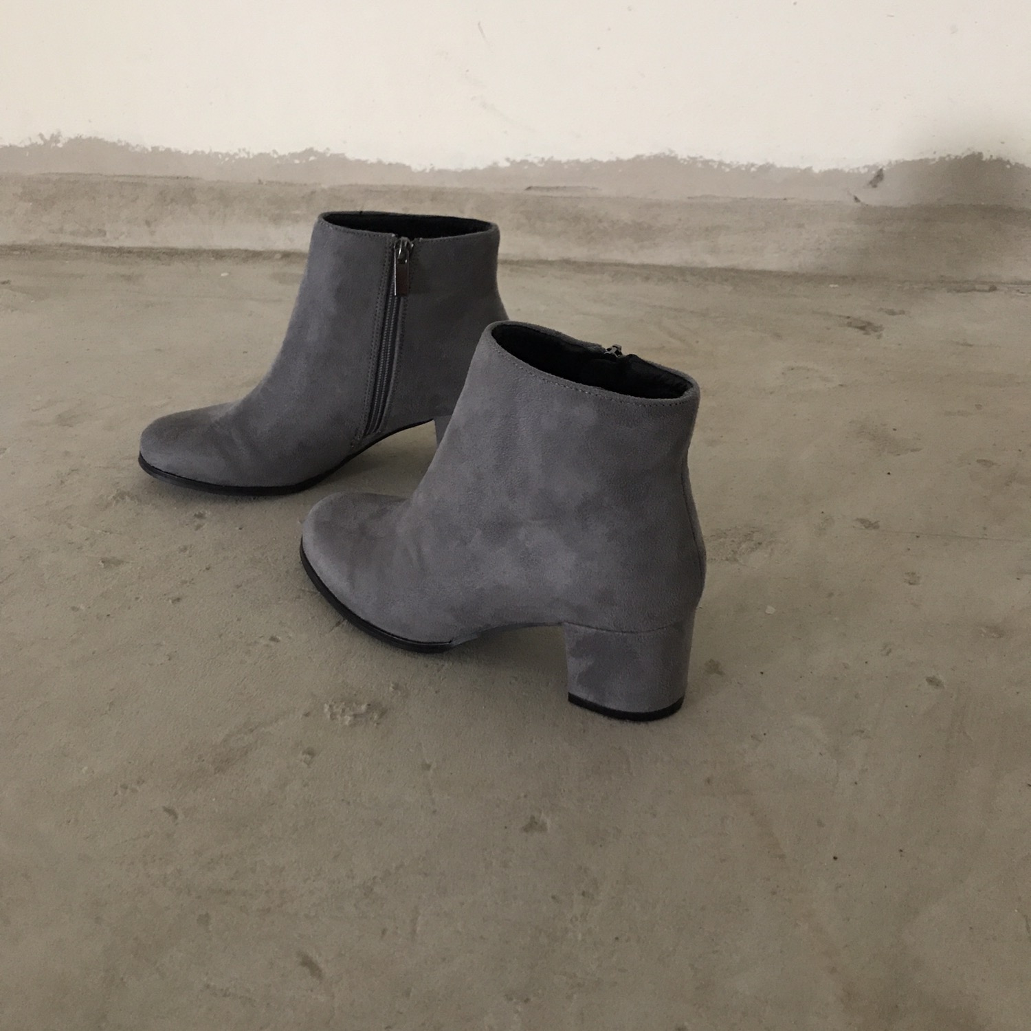 Suede Ankle Boots Angle Midsole Heel 5cm Black, Gr