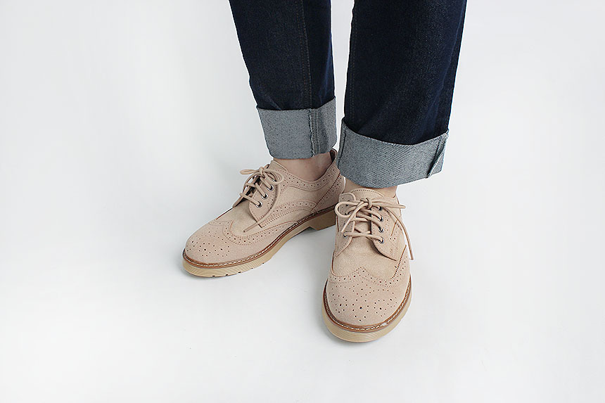 Man Suede Casual Wingtip Shoe Suit Male 30s