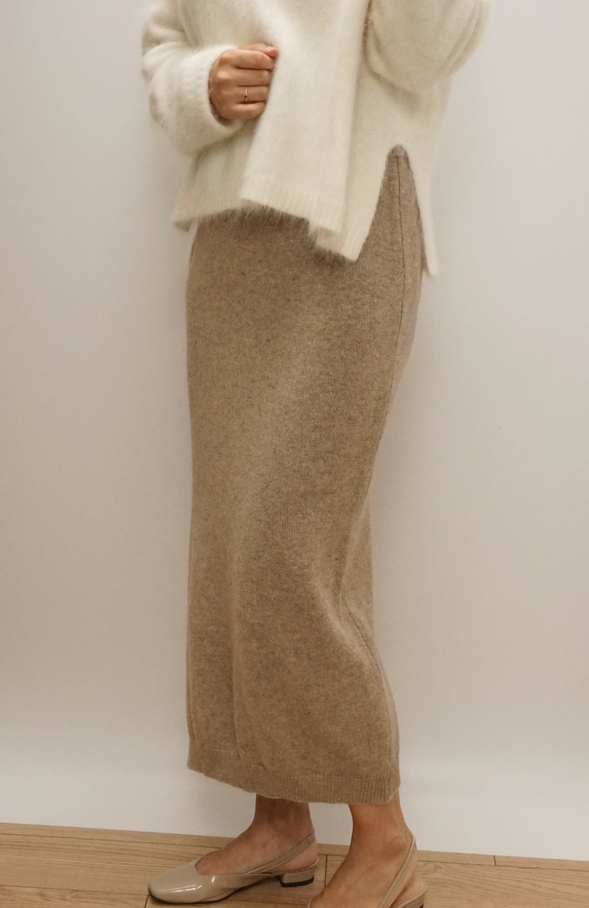 Knitted skirt Beige Brown Gray Black Briefing Band