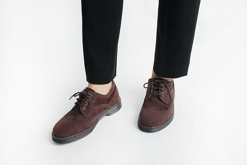 Man Suede Casual Wingtip Shoe Suit Male 30s