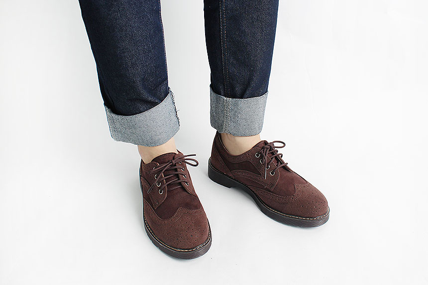 Man Suede Casual Wingtip Shoe Suit Male 30s