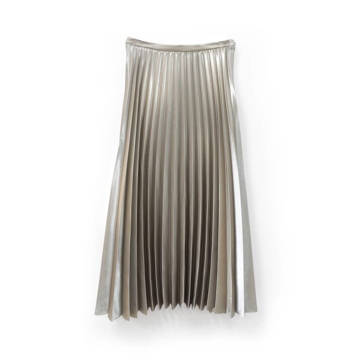 Metallic Pleated Long Skirt Date Coordination
