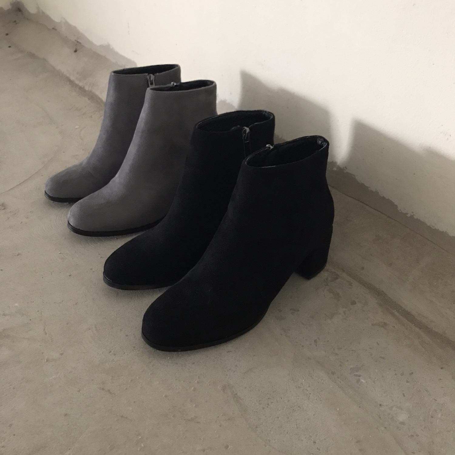 Suede Ankle Boots Angle Midsole Heel 5cm Black, Gr