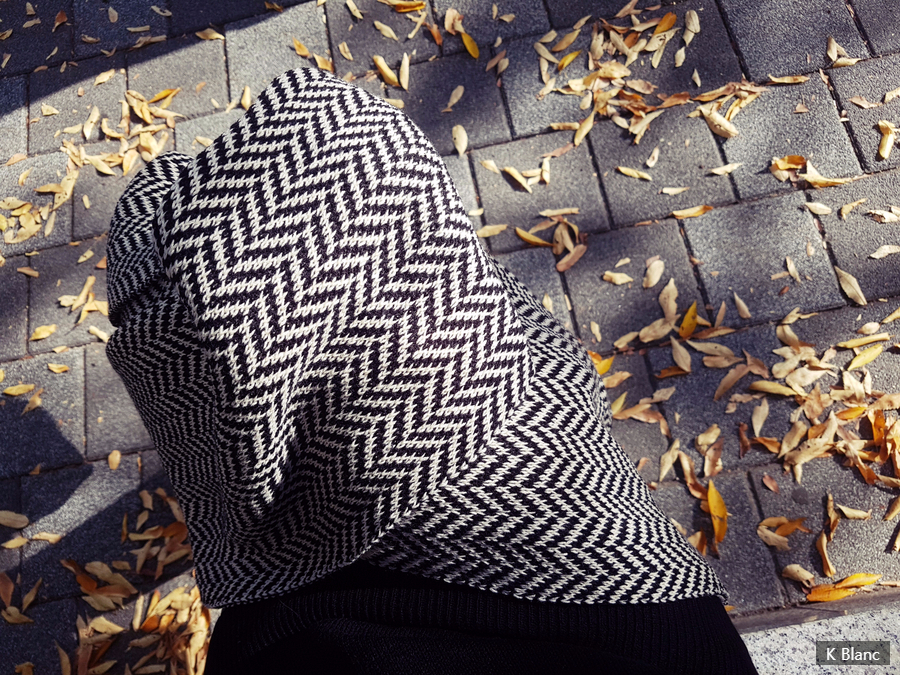 Herringbone muffler Large size Unisex French fashi