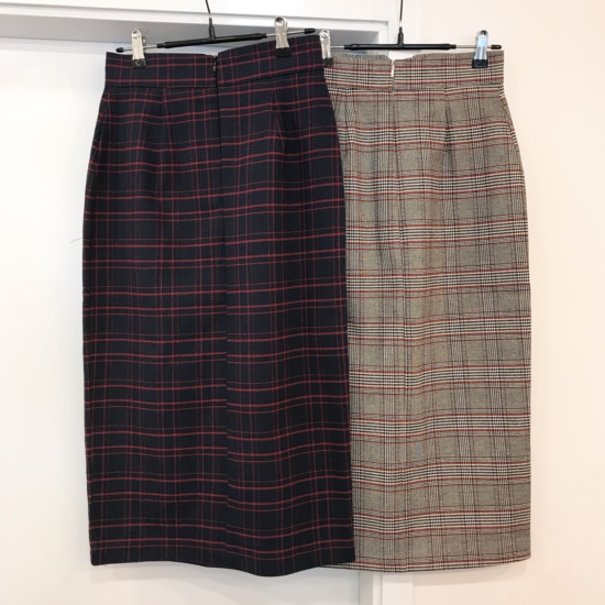 H line high waist check long skirt autumn skirt tr