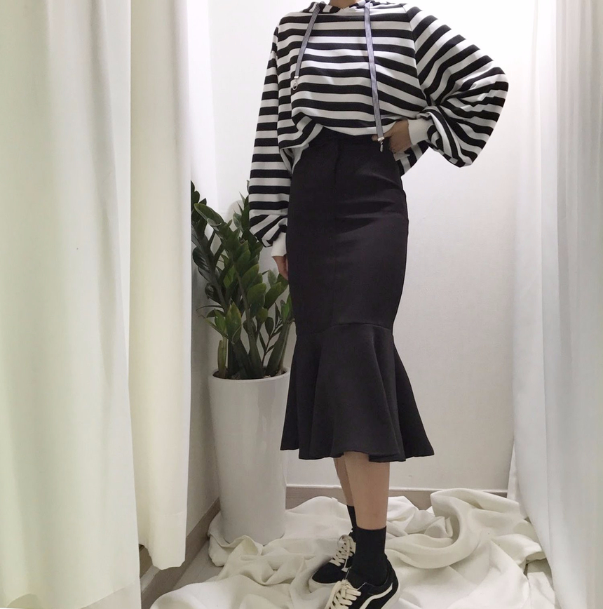 High-waisted Mermaid Skirt Autumn Long Tiered Long