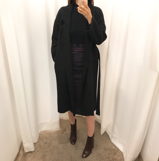 H line high waist check long skirt autumn skirt tr