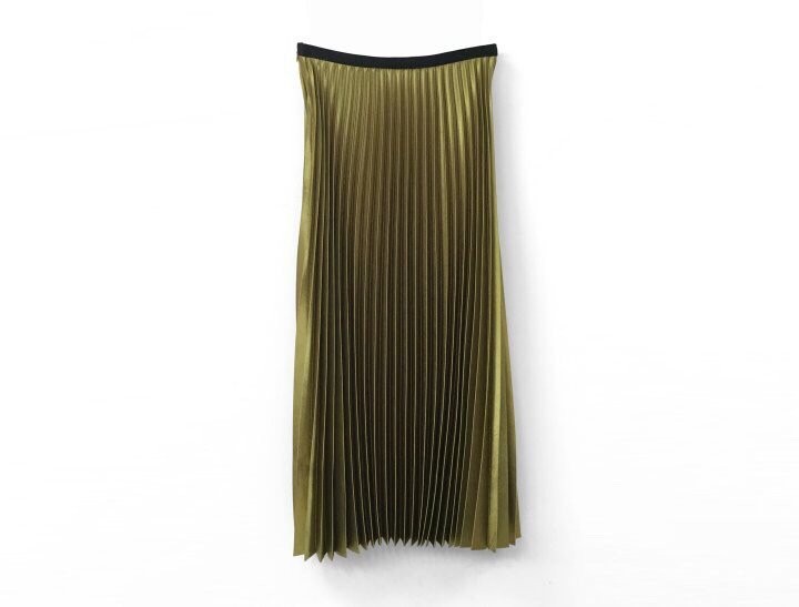 Metallic Pleated Long Skirt Date Coordination
