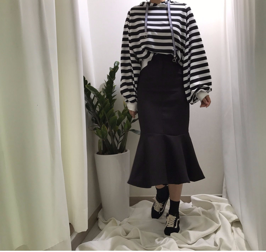 High-waisted Mermaid Skirt Autumn Long Tiered Long