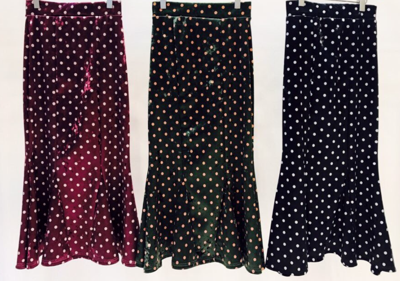 Dot-dotted Velvet Mermaid Mermaid Banding Long Ski