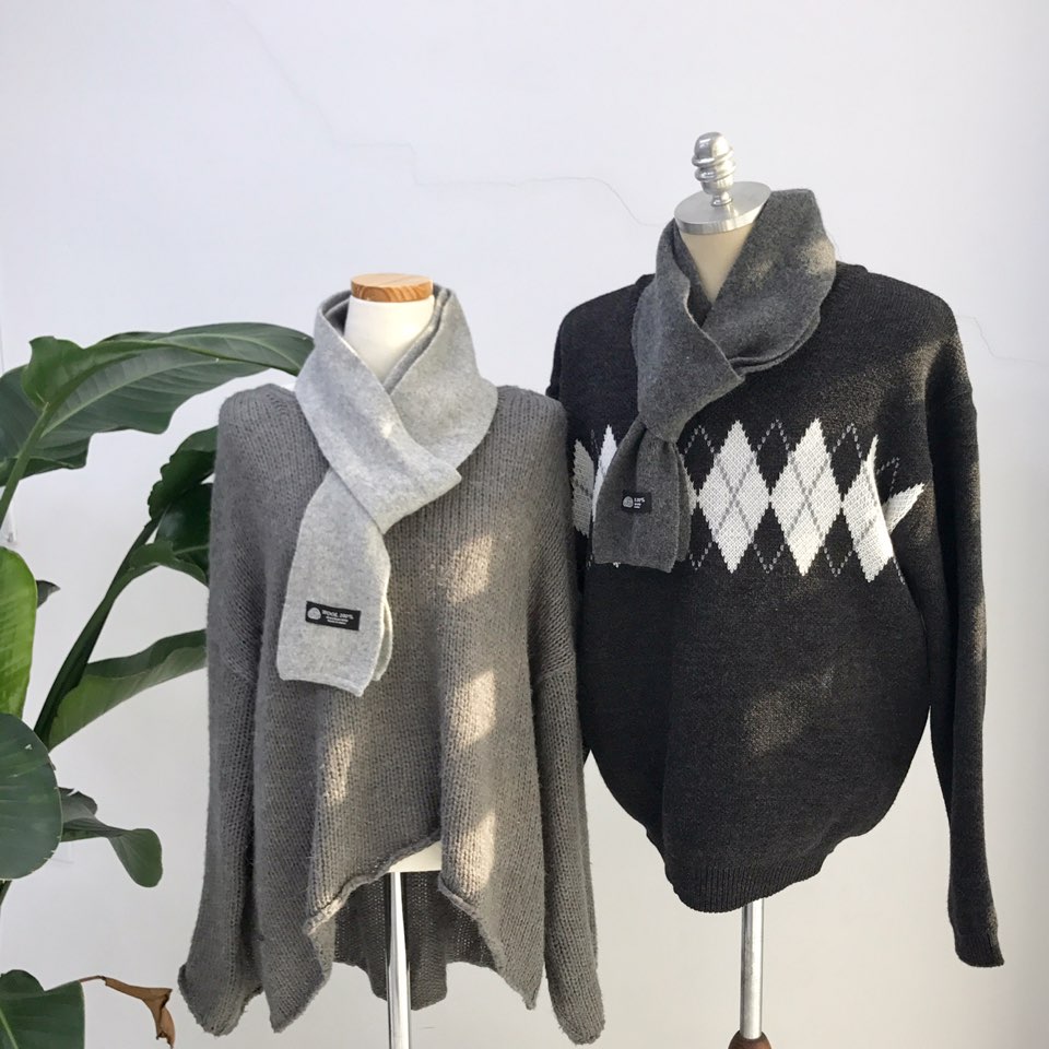 Simple Wool Shawl Muffler Basic Couple Petite Unis